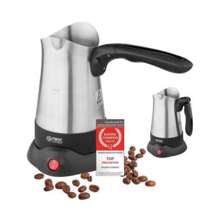Cafetière Turque Electrique avec Poignée Repliable 800W, Pot à Café Grec 350ml en Acier Inoxydable [poignée pliante | 3 tasses]