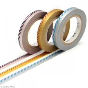 Masking tape mt Slim - Déco argent et doré - 3 rouleaux 6 mm x 10 m