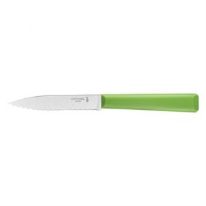 Opinel Couteau Cranté N°313 Essentiels+ - Lame Acier Inox 10 cm - Fort Pouvoir Tranchant - Manche Robuste et Hygiénique - Excellente Prise en Main - Passe au Lave-Vaisselle - Vert