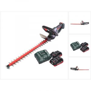 Metabo HS 18 LTX 65 Taille-haie sans fil 18 V 63 cm + 2x Batteries 4,0 Ah + Chargeur