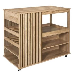 Îlot de Cuisine - KLAUS - Modèle Klaus - 105cm - Marron - Design Contemporain