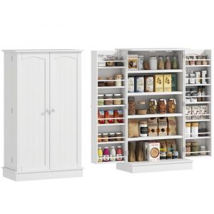 Homcom Armoire de cuisine 2 portes étagères porte-épices blanc