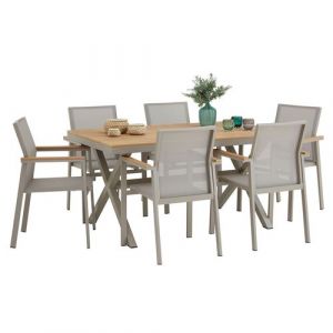 Ensemble table et chaises de jardin WINDY - Champagne et naturel