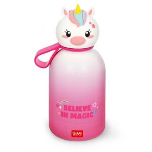 Legami Bouteille d'eau pour enfants Hot&Cold BFF, Unicorn, double couche en acier inoxydable 18/8 avec fermeture hermétique, garde le chaud pendant 12 h et le froid pendant 24 h, capacité 310 ml