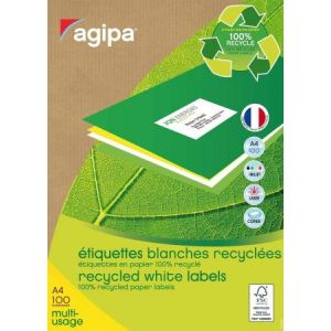 Agipa 101194 - 200 étiquettes recyclées multi-usage, format 210 x 148,5 mm (100 feuilles / cdt)