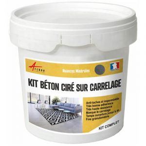 Image de Arcane industries Béton ciré sur carrelage cuisine salle de bain mural sol plan de travail décoratif revêtement douche kit - Flanelle - Gris fonce