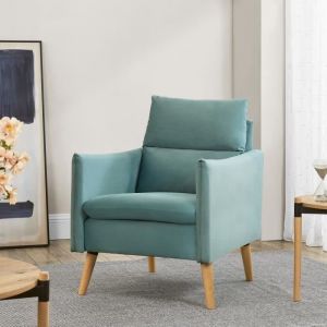 Fauteuil de salon Eitting 85 x 64 x 77 cm vert c&eacute;ladon naturel