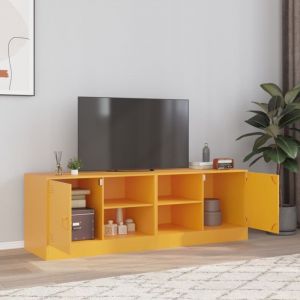 VidaXL Meubles TV 2 pcs jaune moutarde 67x39x44 cm acier, banc TV, meuble télé, meuble multimédia, buffet TV, meuble hifi, centre de divertissement