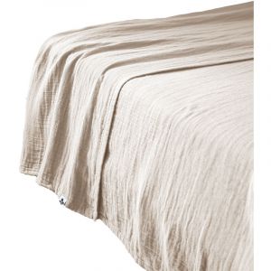 Drap plat 270 x 300 cm Gaze de coton unie GAIA coloris Beige Pampa