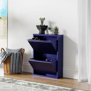 [en.casa] - Meuble à chaussures Sokndal à 2 tiroirs inclinables bleu nuit
