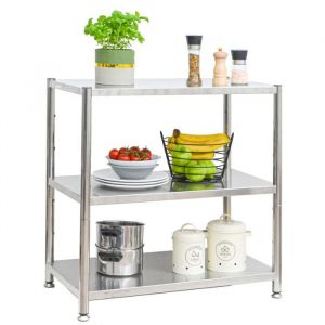 3 Niveaux Étagère en Acier Inox - jusqu'à 120kg - 74x41x77 Rangement Métallique - silber