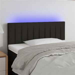 VidaXL Tête de Lit à LED Meuble de Chambre à Coucher Accessoire de Lit Simple Tête de Cadre de Lit Intérieur Noir 90x5x78/88 cm Tissu