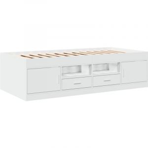 VidaXL Lit De Jour Avec Tiroirs Blanc 90x190 Cm Bois D'ingénierie