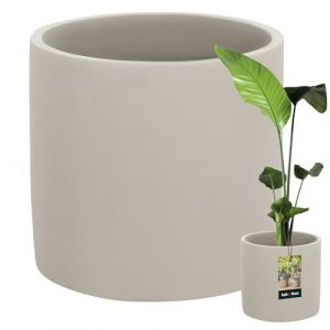KOTARBAU Pot de fleurs en c&eacute;ramique - Grand cylindre ethnique - Diam&egrave;tre : 23 cm - Hauteur : 22 cm - 1 pi&egrave;ce - Aspect b&eacute;ton