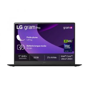 LG Gram Pro 17Z90TR-E.AD8BF 17" WQXGA Intel Core Ultra 7 32 Go RAM 2 To SSD Noir Obsidien