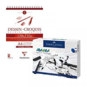 Kit pour apprendre à dessiner les mangas - Kit initiatique Faber-Castell - Carnet A4