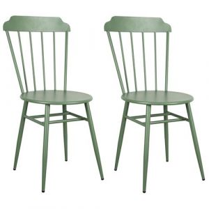Aubry Gaspard Chaise en m&eacute;tal laqu&eacute; - Samos (Lot de 2) vert