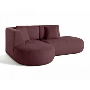 Santorini - canapé modulable d'angle gauche - 4 places - en tissu texturé - Prune