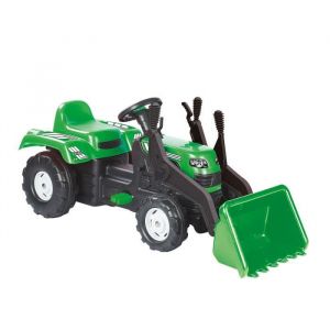 Dolu Ranchero Tracteur à pédales avec chargeur frontal et klaxon Vert/Noir