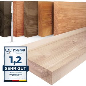 Tagère murale en bois massif, bord régulier droit, étagère flottante invisible, Brut 160cm, LWG-01-A-001-160W - Brut - Lamo Manufaktur