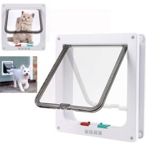 Chatiere Pour Chat Chien 23.5 * 25 *5.5cmporte pour chat Chatière à 4 Positions avec Tunnel Cache Découpetrappe chat Taille L