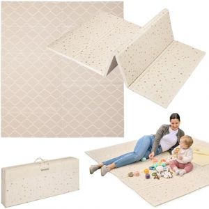 Lionelo Zora Tapis d'&eacute;veil pliable en XPE pour b&eacute;b&eacute; 180 &times; 201 &times; 1,5 cm, extra &eacute;pais, sans substances nocives, antid&eacute;rapant, design des deux c&ocirc;t&eacute;s, avec sac de transport