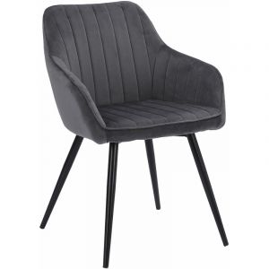 Happy Garden Chaise en velours bertille grise - Gris