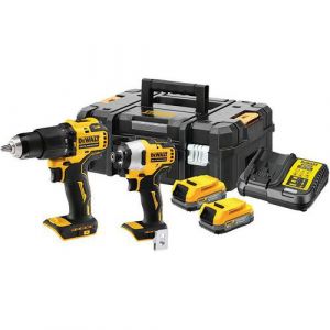 Image de Dewalt Pack perceuse visseuse à percussion + visseuse à chocs 18V 1,7Ah Powerstack - DCK2062E2T-QW