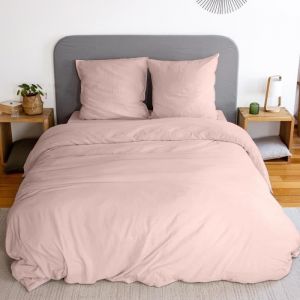 Linnea Parure de lit mila micro lavée 100% polyester 240x220 cm - Rose poudré