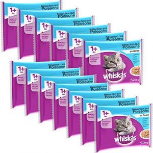 Whiskas Sachets de gelée de poisson pour chat - Lot de 13 - 4 x 100 g