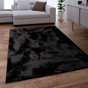 Paco Home - Tapis Poils Longs, Shaggy Pour Salon, Moelleux, Doux, Lavable, Noir 60x90 cm