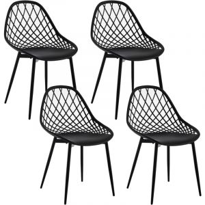 Klihome - Lot de 4 Chaises Salle à Manger. Chaise Scandinave. Chaise en Coque. Chaise Plastique. Chaise de Cuisine. Dossier et Siège en pp. Pieds en