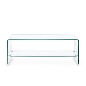 Hellin Table basse rectangulaire en verre double plateau L100 - idora - Transparent