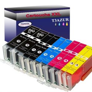 Image de T3Azur Lot de 10 Cartouc s Compatibles pour Canon Pixma TS6351, TS705 T3AZUR