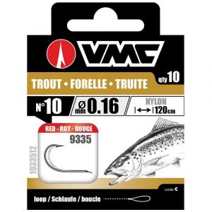 Vmc Perfect hameçons de Truite Rouge 120cm Bas de Ligne, Taille: 6