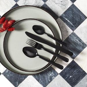 The home deco factory HOME DECO FACTORY, KA0533, Ménagère 16 pièces élégante en Acier Inoxydable Noir, Design Moderne et Ergonomique, idéale pour Toutes Les Occasions, Facile à Entretenir, Taille : 16 pièces, Noir