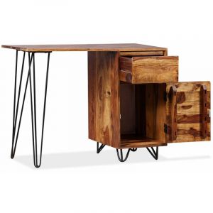 Image de Bureau table meuble travail informatique avec 1 tiroir et 1 armoire bois m if de sesham Bois