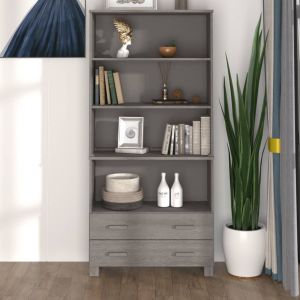 VidaXL Buffet Bois Massif de Pin Gris Clair Gris