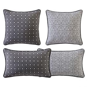 Coussin GIENS double face graphique rectangulaire gris