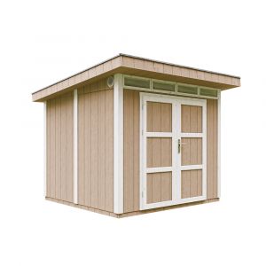 Image de Abri de jardin à base de bois en panneaux LP SmartSide 6 m² - Abri de jardin avec sol et tuiles bitumineuses L294xL279xH237 cm - Abri de jardin Timbela M903A- Couleur de peinture TERRA BROWN