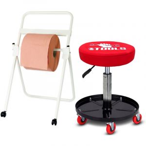 Tabouret M&eacute;canicien BM TOOLS BMT-STOOL si&egrave;ge pivotant Hauteur r&eacute;glable, roulettes / Supports OUTILS avec D&eacute;vidoir de papier