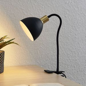 Lampe à pince 'Genora' en métal pour salon & salle à manger - noir mat, laiton