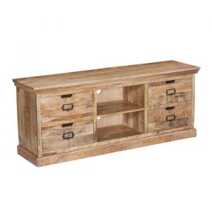 Meuble tv en manguier 4 tiroirs et 2 niches