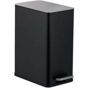 Relaxdays Poubelle de Salle de Bain, capacit&eacute; : 10 litres, Seau int&eacute;rieur Amovible, Couvercle Pratique, Noire