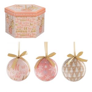 House of Seasons Coffret de boules de Noël - 14 pièces - Ø8 cm - incassable - pêche, rose