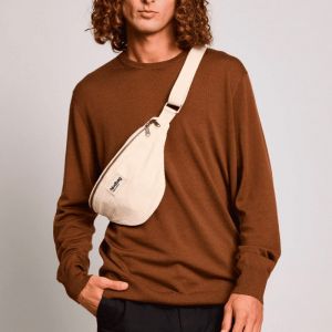 Sac banane Olivia 32 cm Velours Beige