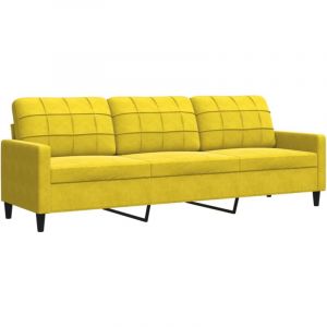 VidaXL Canapé à 3 places Jaune 210 cm Velours, canapé, canapé de salon, canapé à trois places, canapé rembourré, sièges de salon, canapé en velours
