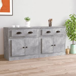 VidaXL Buffets 2 pcs gris béton bois d'ingénierie Gris béton