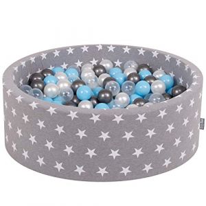 90X30cm/300 Balles ? 7Cm Piscine &agrave; Balles Pour B&eacute;b&eacute; Rond Fabriqu&eacute; En ue, &Eacute;toiles Blanc-Gris:Transp/Argent&eacute;/Perle/Babyblue - &eacute;toiles