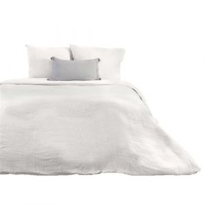 Coté Déco Parure de lit - Double gaze de coton - Dimensions : Longueur 240 cm x Largeur 220 cm. - Blanc
